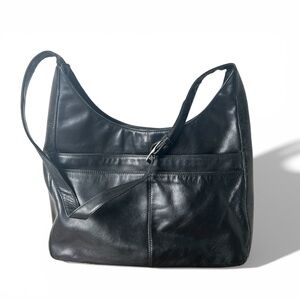 Derek Alexander Black Leather Shoulder Bag Hobo Purse Adjustable Strap
